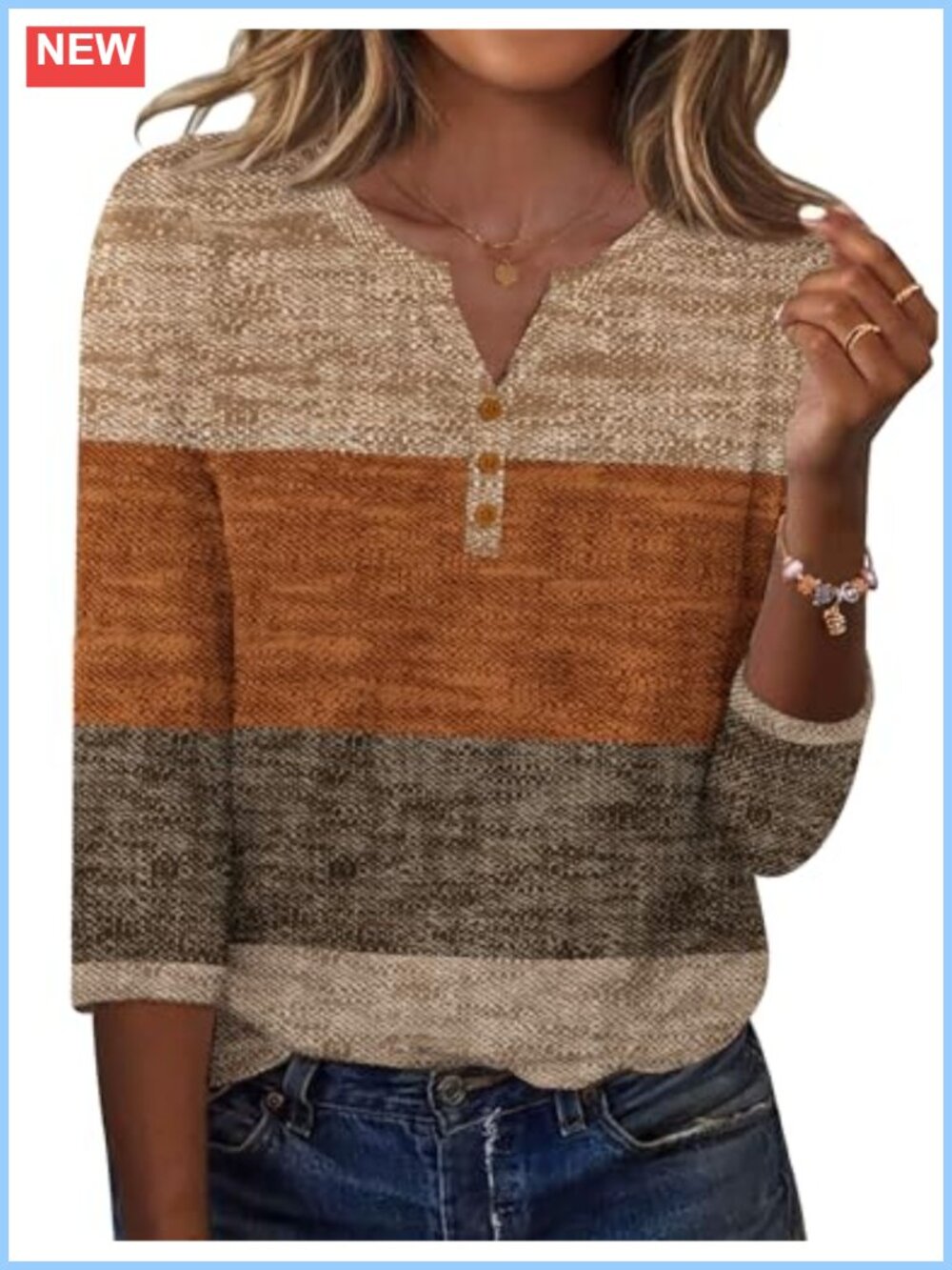 Zeagoo Womens 3/4 Sleeve Henley Top Casual Dressy Summer Fall Blouse